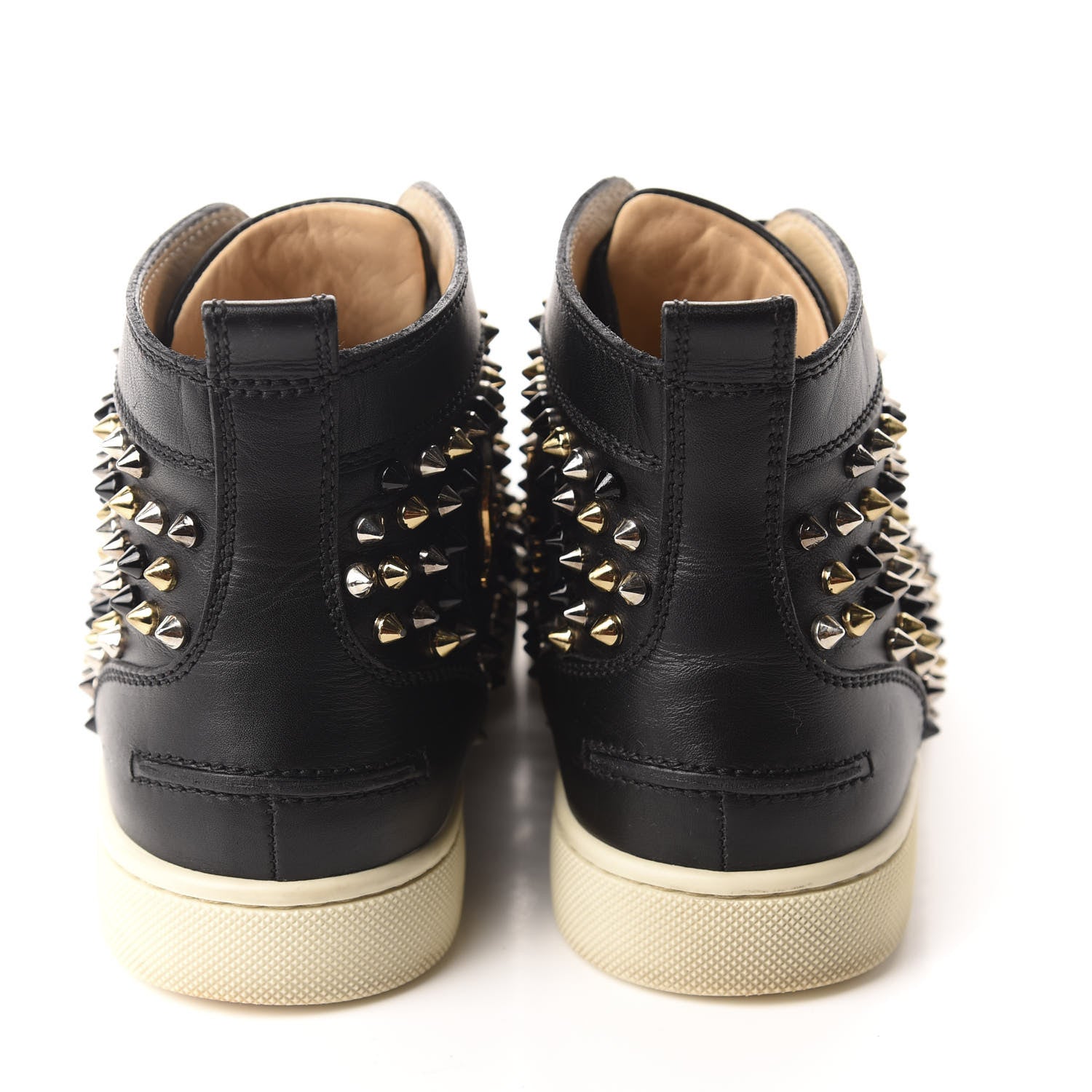 Christian Louboutin Calfskin Womens Louis Spikes Flat Sneakers 37 Black Multi 5 of 9