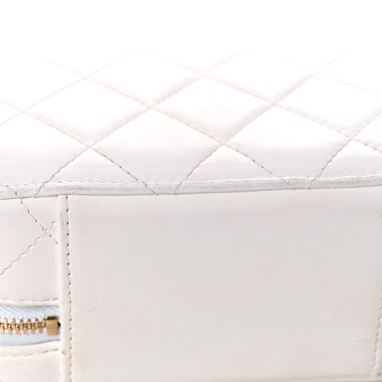 Chanel Lambskin Quilted Golden Plate Clutch With Chain White 14 of 20