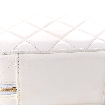 Chanel Lambskin Quilted Golden Plate Clutch With Chain White 14 of 20