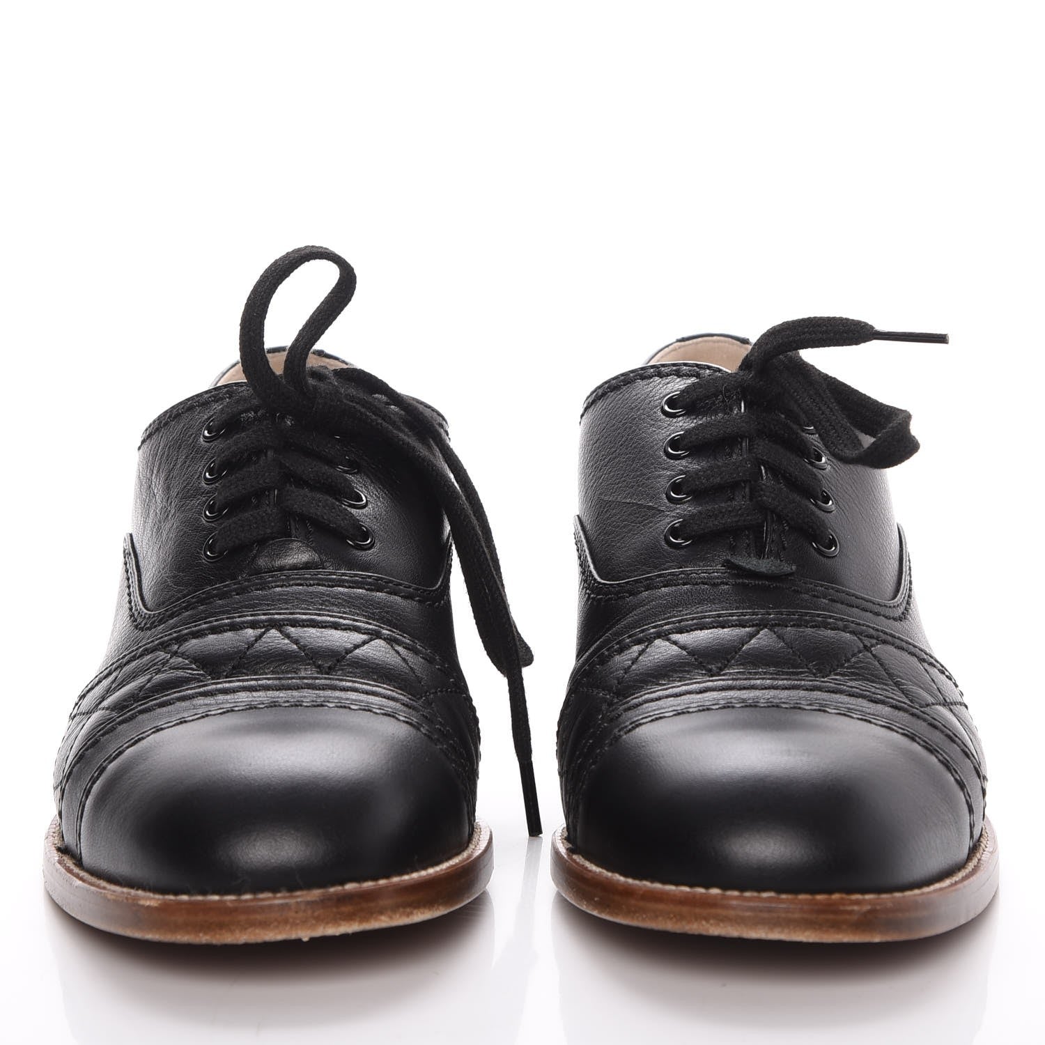Chanel Calfskin Quilted CC Lace Up Oxfords 36 Black 2 of 18