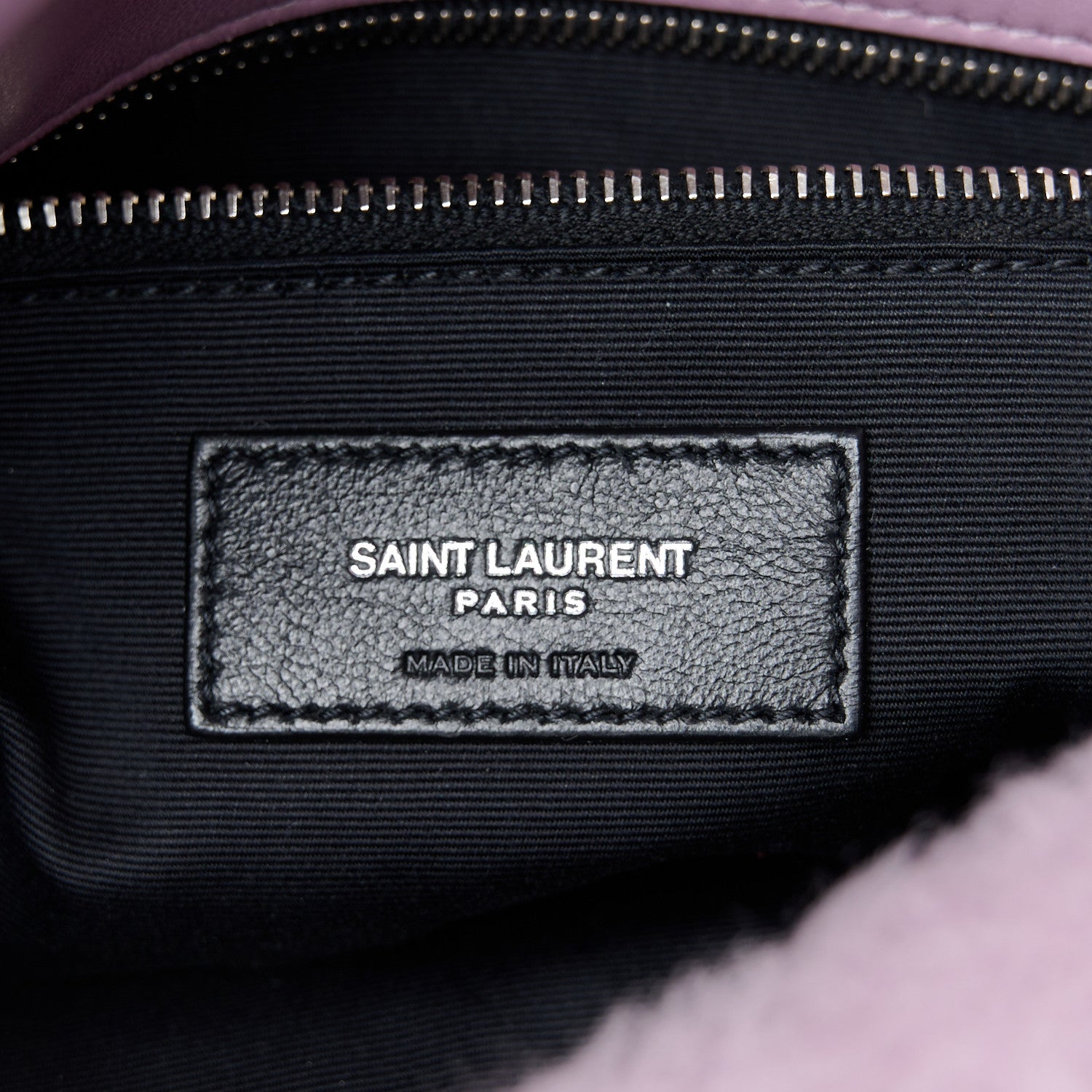 Saint Laurent Merino Shearling Lambskin Quilted Small Loulou Puffer Monogram Chain Satchel Lila 7 of 11