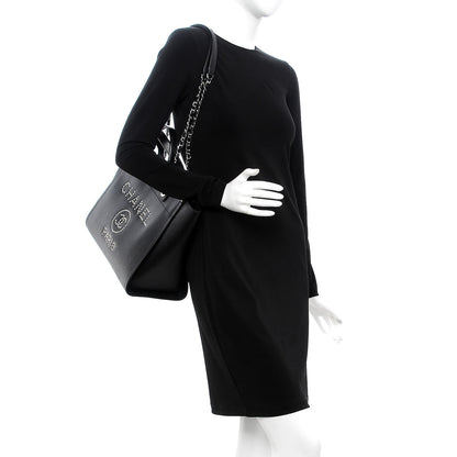 Chanel Caviar Small Studded Deauville Tote Black 2 of 10