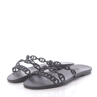 Hermes Rubber Chaine d'Ancre Rivage Sandals 38 Black 3 of 7