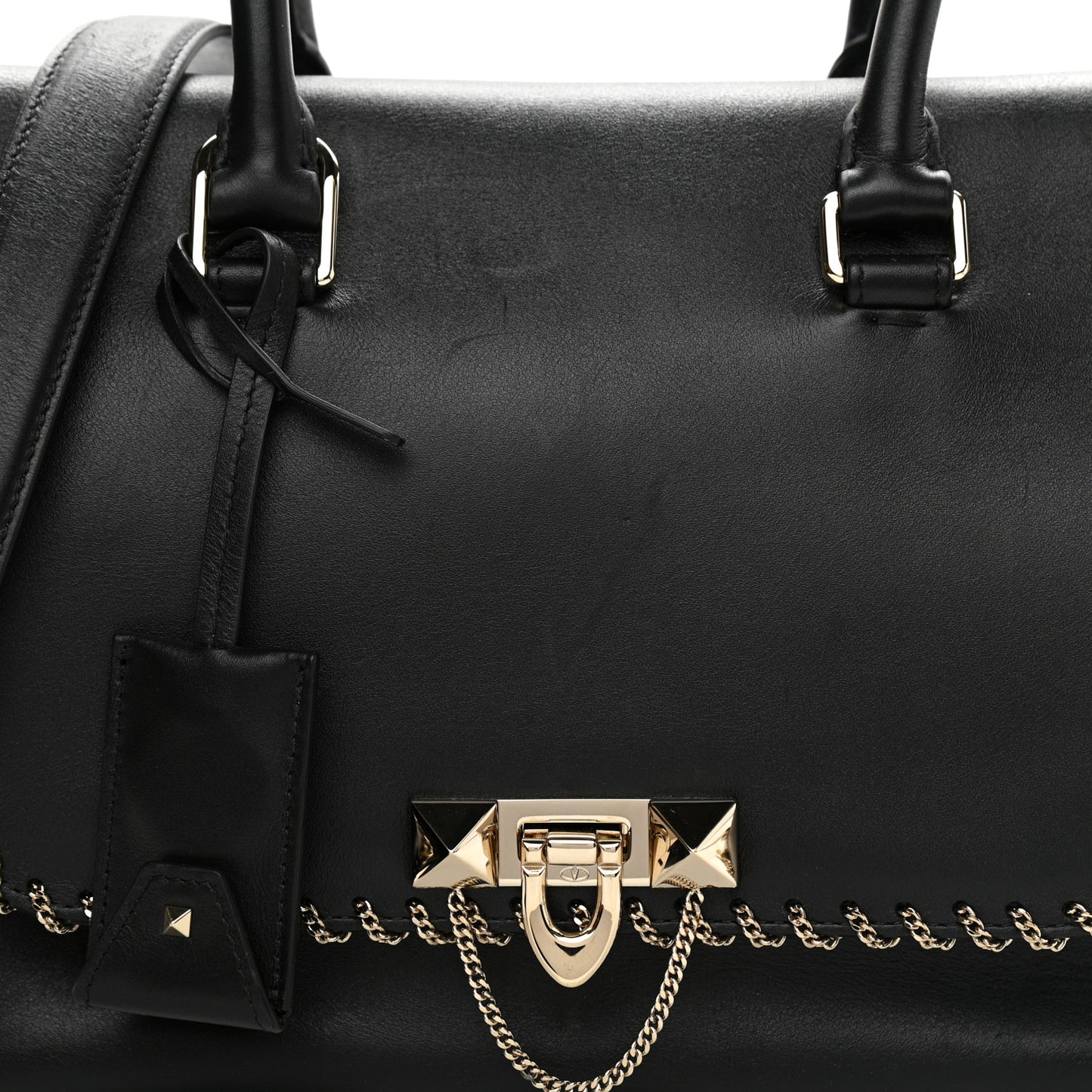 Calfskin Groumette Small Demilune Double Handle Satchel Black