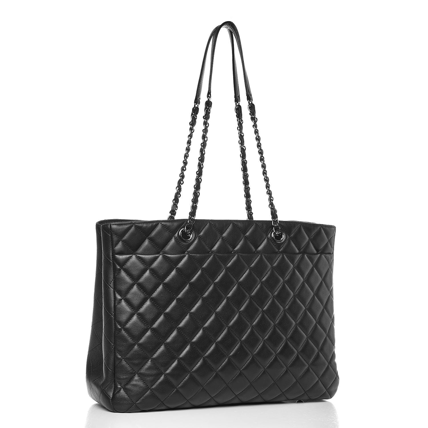 Chanel Calfskin Quilted Large CC Shopping Tote Black 3 of 12