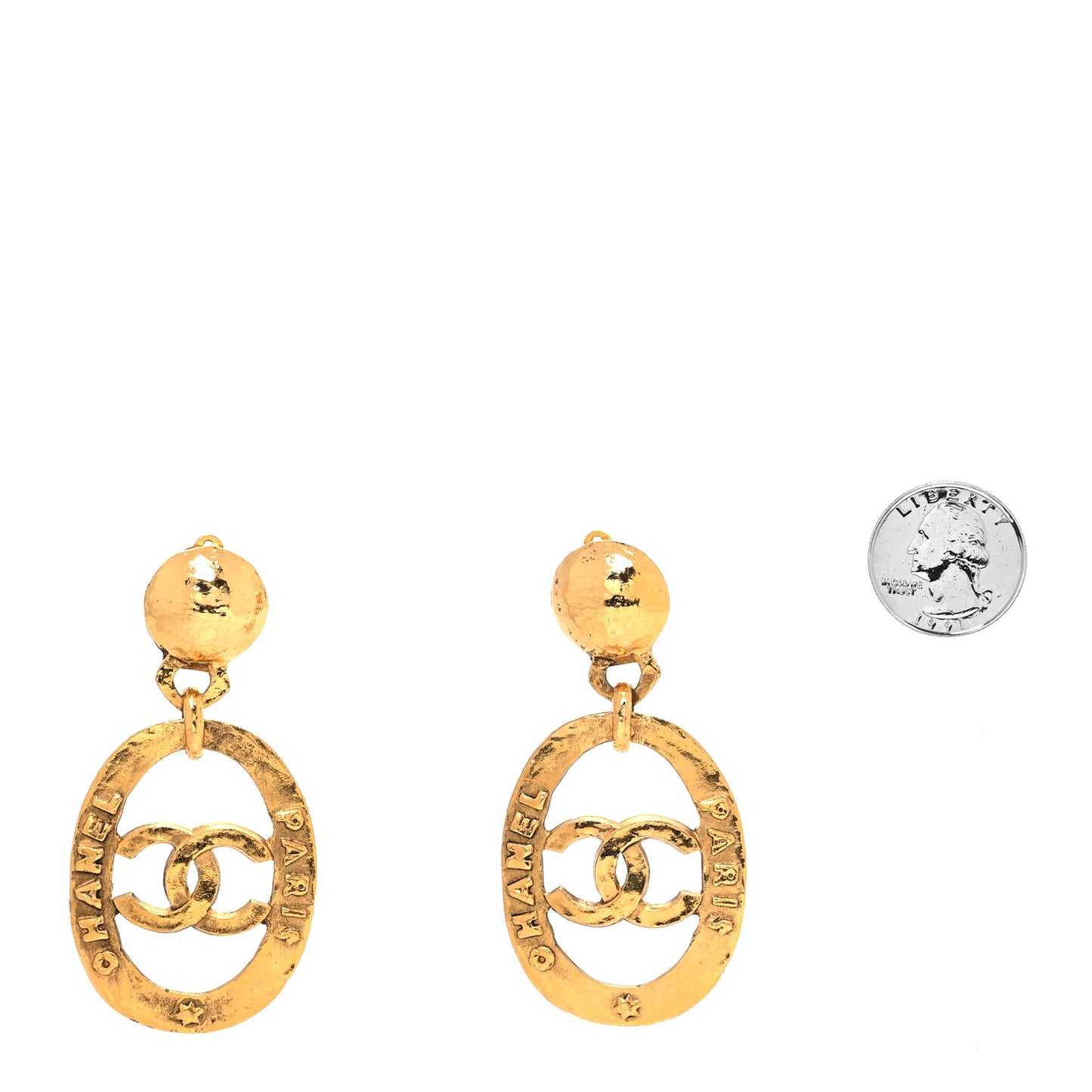 Metal CC Door Knocker Clip On Earrings Gold