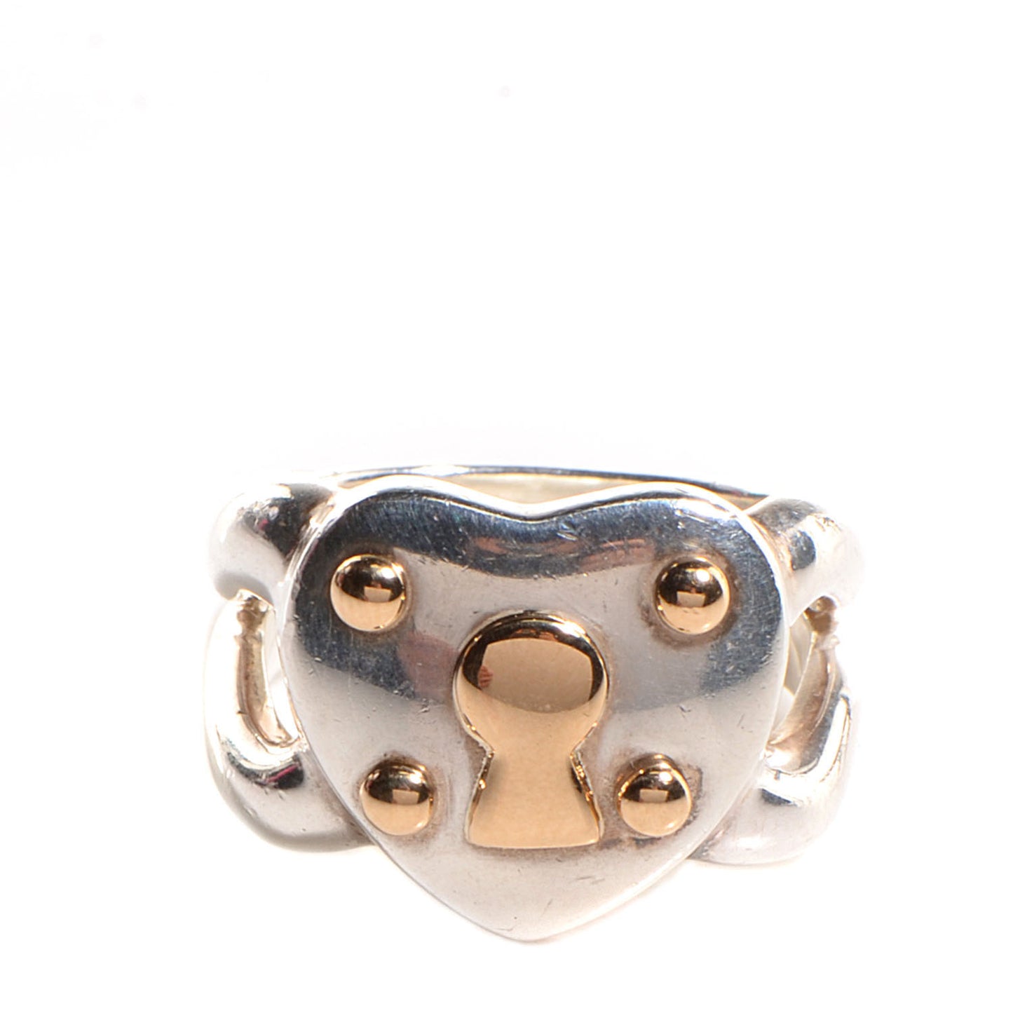 Sterling Silver 18K Gold Keyhole Heart Ring 50 US 5.25