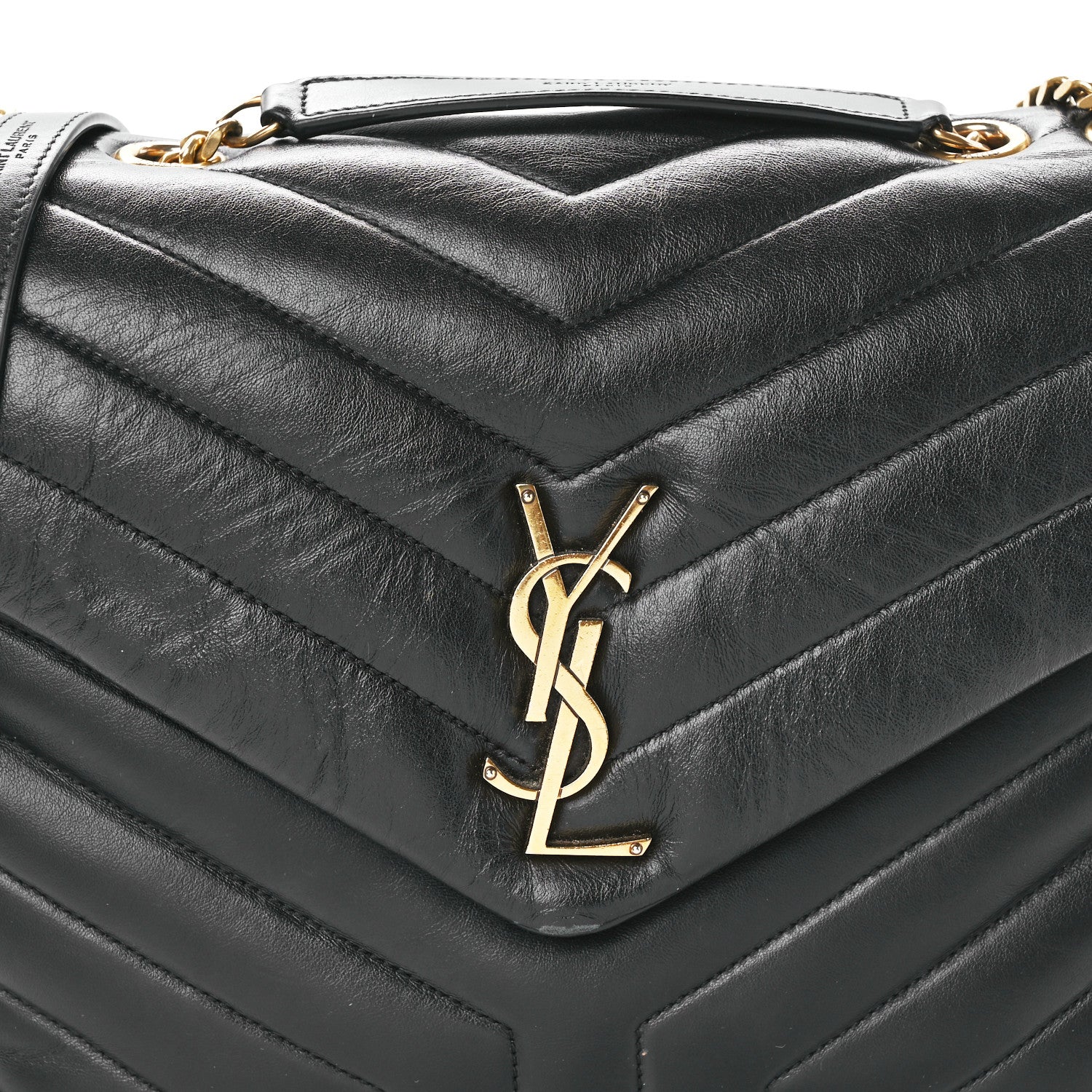 Saint Laurent Calfskin Y Quilted Monogram Medium Loulou Chain Satchel Black 7 of 10