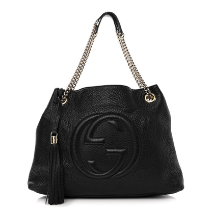 Gucci Pebbled Calfskin Medium Soho Chain Shoulder Bag Black 1 of 12