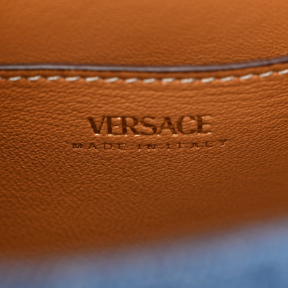 Versace Denim Barocco Small La Medusa Chain Top Handle Handbag Blue Camel 6 of 12