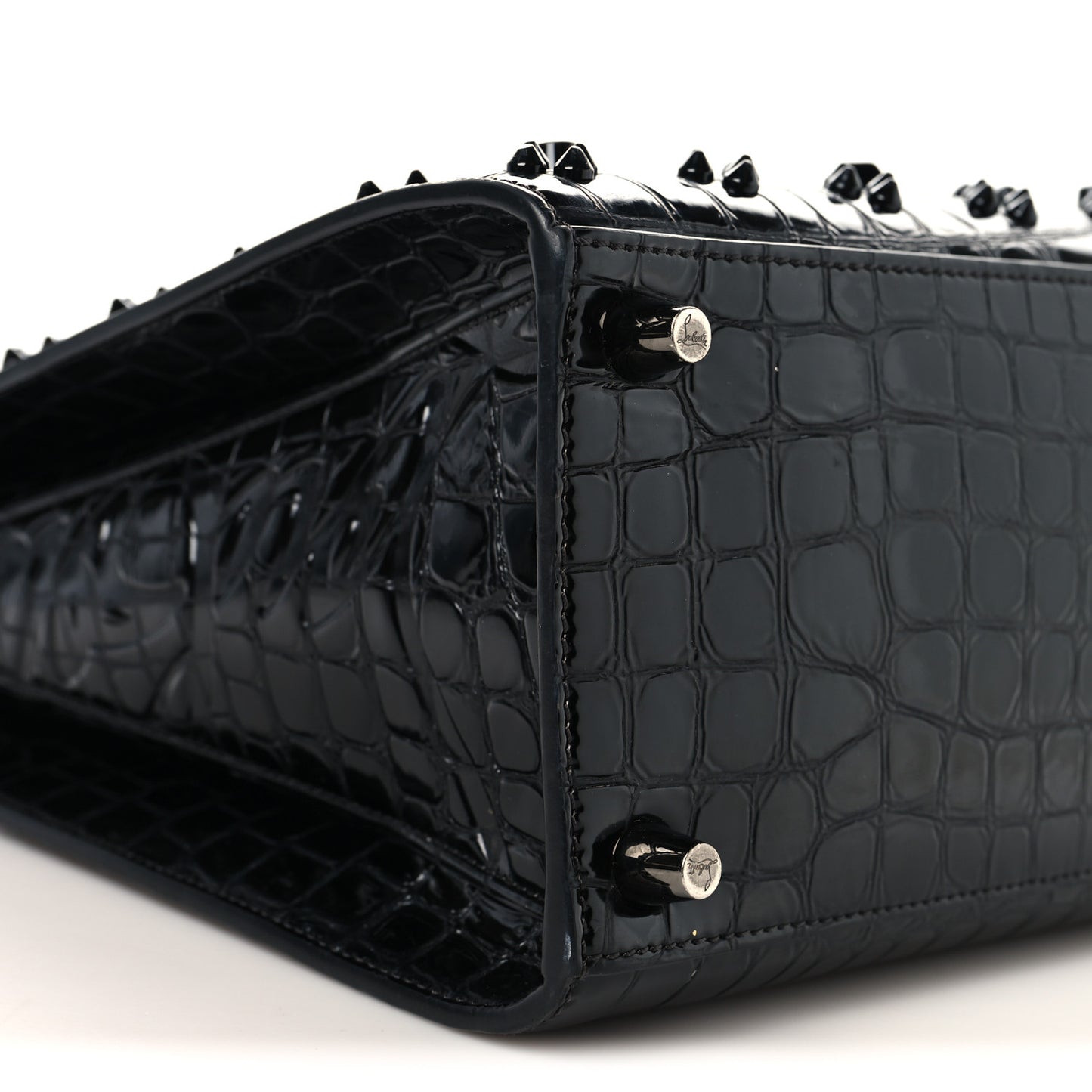 Calfskin Crocodile Embossed Studded Medium Paloma S Black