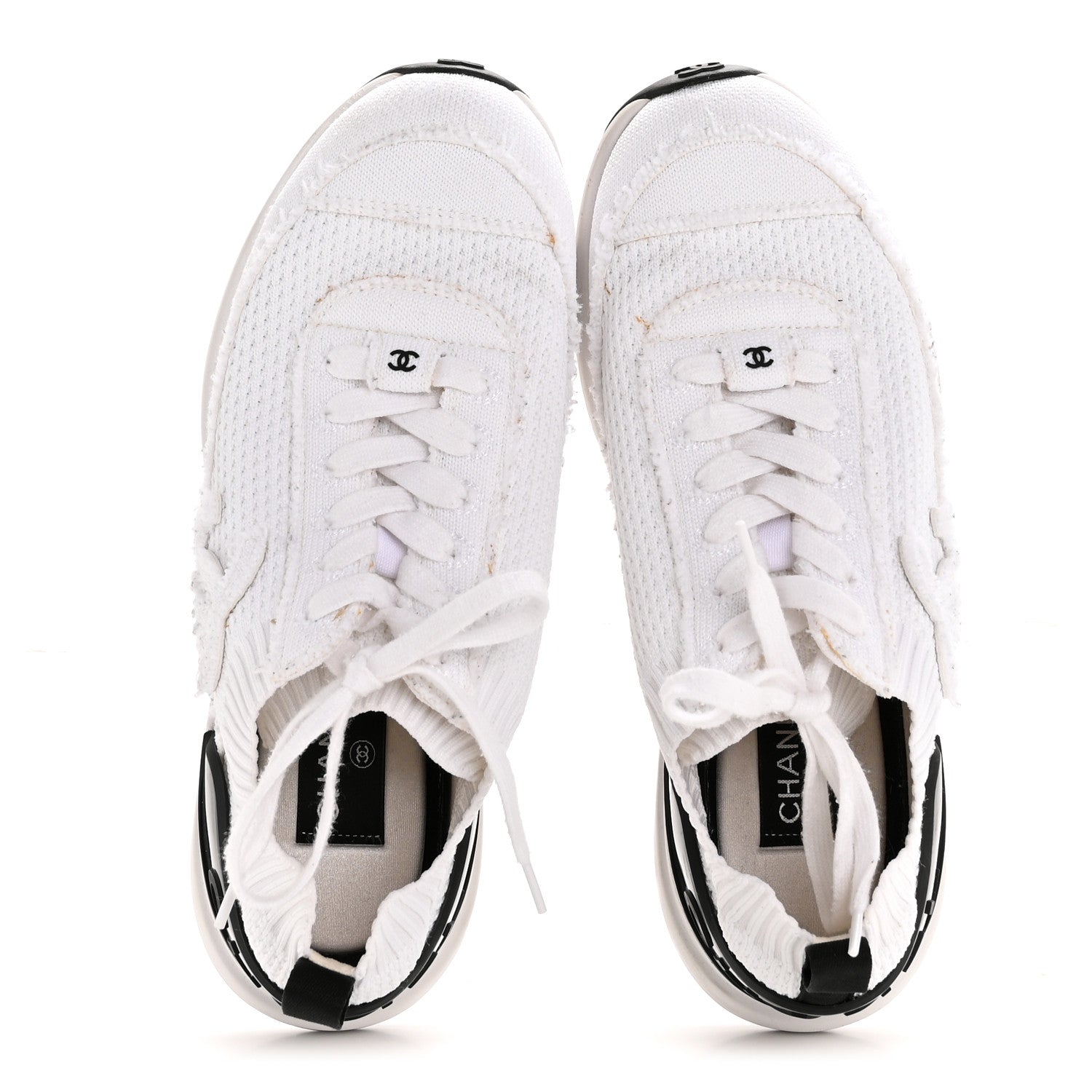 Chanel Fabric Logo Sneakers 39.5 White 2 of 9