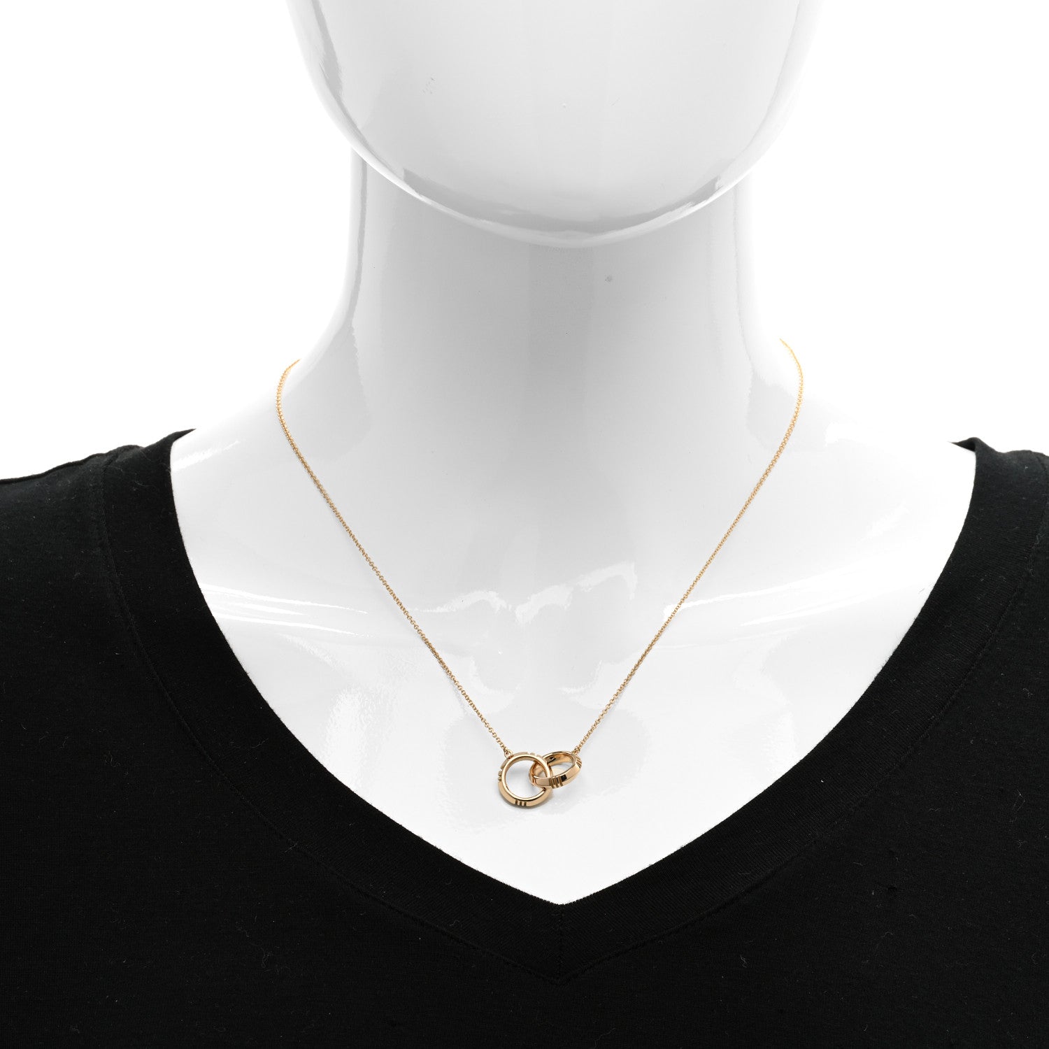Tiffany 18K Rose Gold Interlocking Atlas Open Pendant Necklace 2 of 5