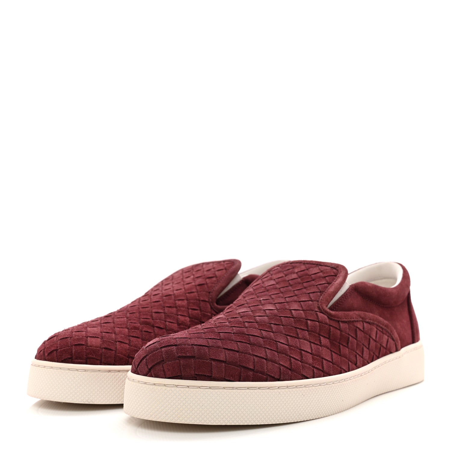 Bottega Veneta Nappa Intrecciato Suede Mens Dodger Slip On Sneakers 42 Burgundy 3 of 9