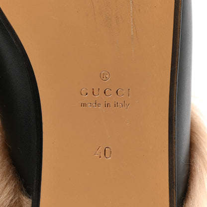 Gucci Calfskin Fur Womens Princetown Slippers 40 Black 7 of 10