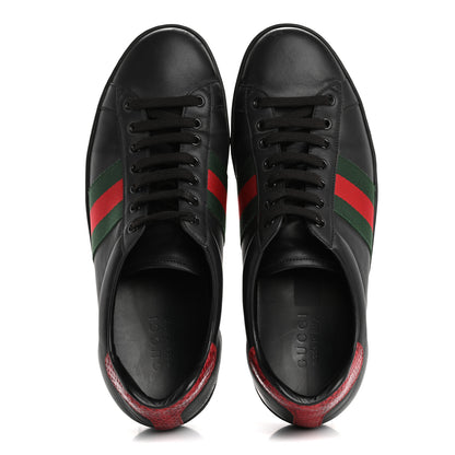 Gucci Miro Soft Calfskin Ayers Web Mens Ace Sneakers 10 Black Rosso 2 of 12