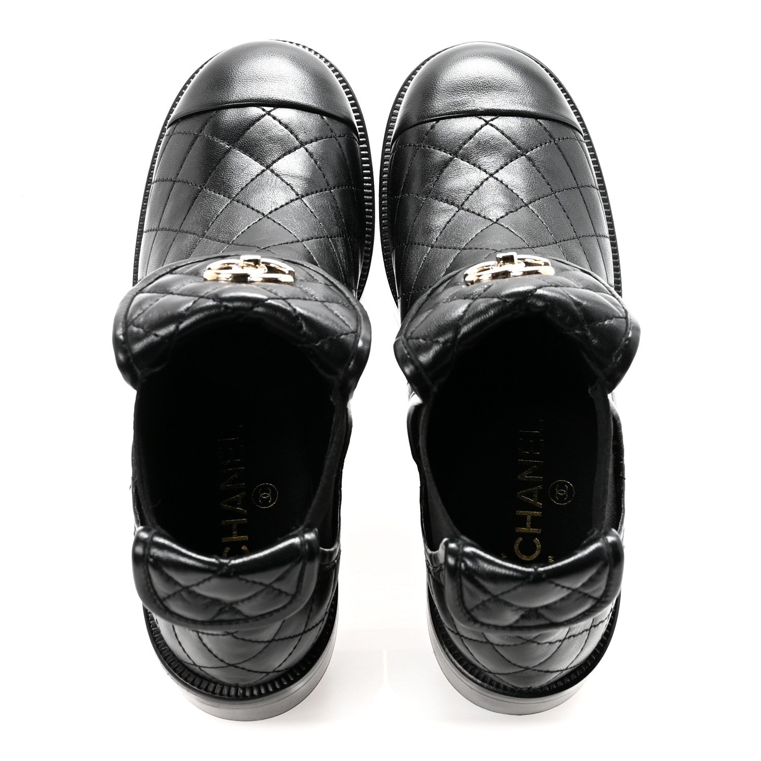 Chanel Lambskin Quilted Cap Toe CC Turnlock Booties 38.5 Black 2 of 9