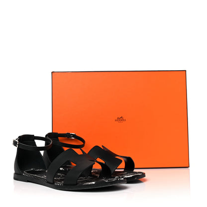 Hermes Calfskin Santorini Sandals 36.5 Black 17 of 18