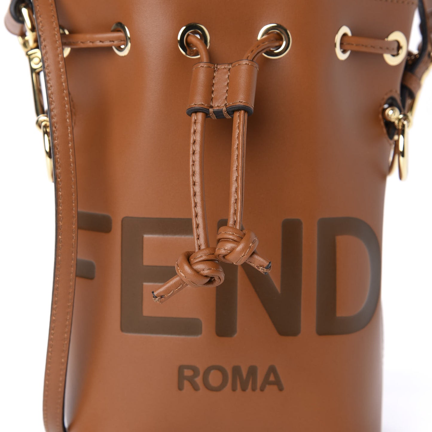 Vitello King F is Fendi Logo Embossed Mini Mon Tresor Bucket Bag Cuoio