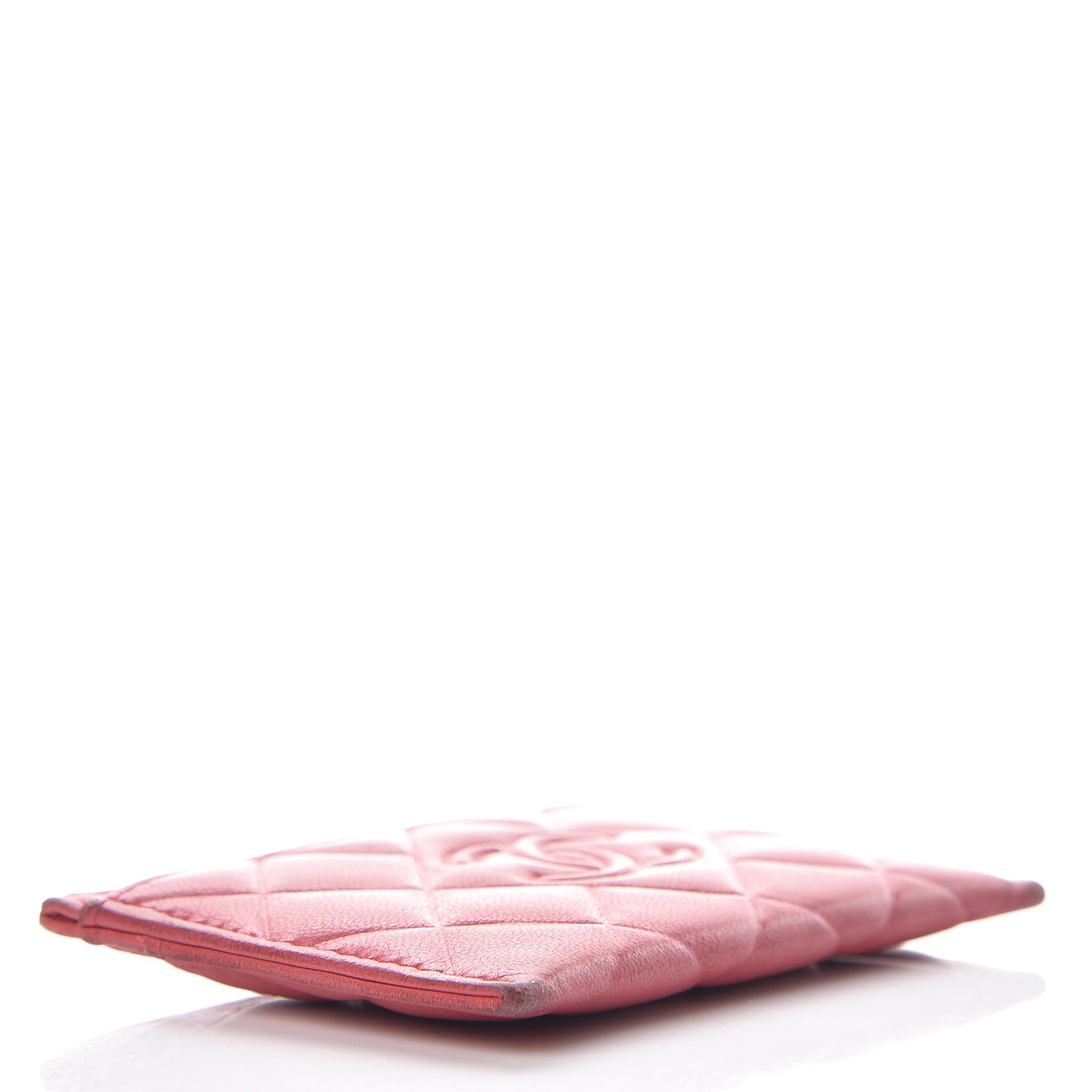 Lambskin Quilted Diamond CC Card Holder Red