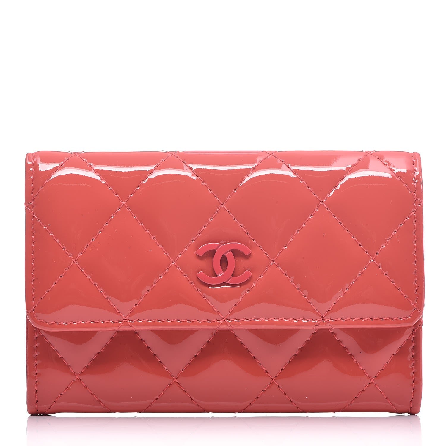 Chanel Patent Quilted Flap Card Holder Dark Pink 1 of 9