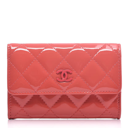 Chanel Patent Quilted Flap Card Holder Dark Pink 1 of 9
