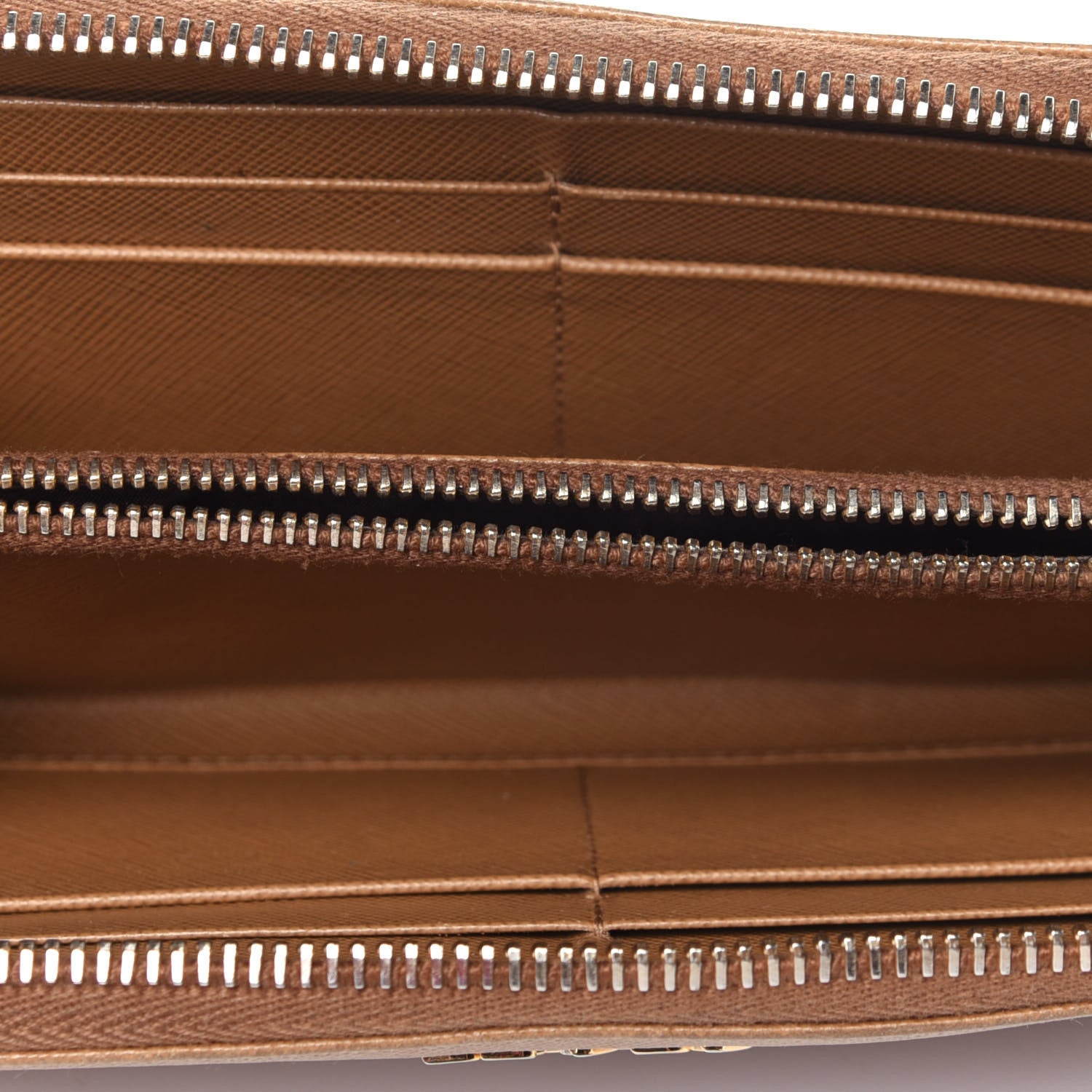 Prada Saffiano Metal Zip Around Wallet Caramel 5 of 10