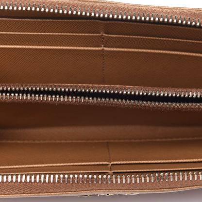 Prada Saffiano Metal Zip Around Wallet Caramel 5 of 10