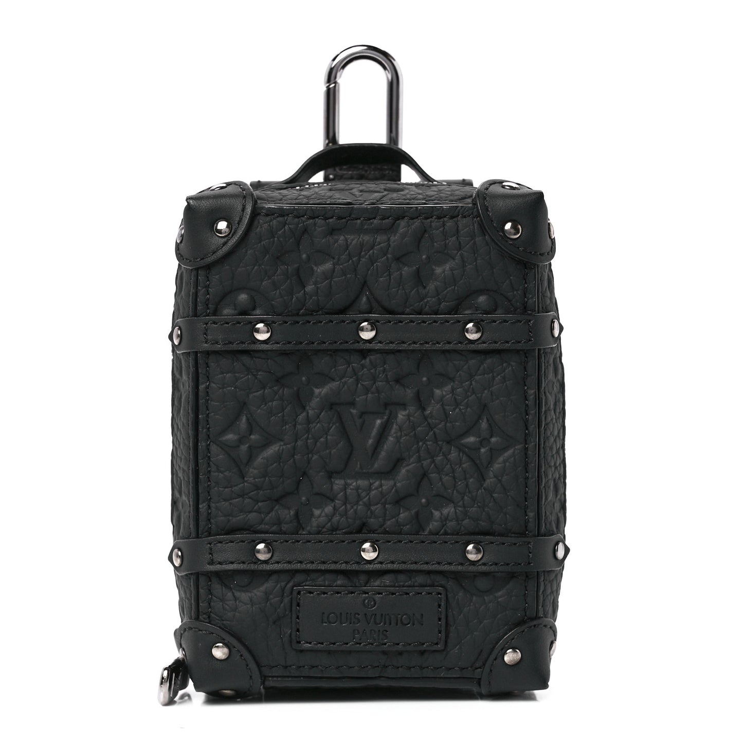 Monogram Taurillon Soft Trunk Backpack Pouch Bag Charm Key Ring Black