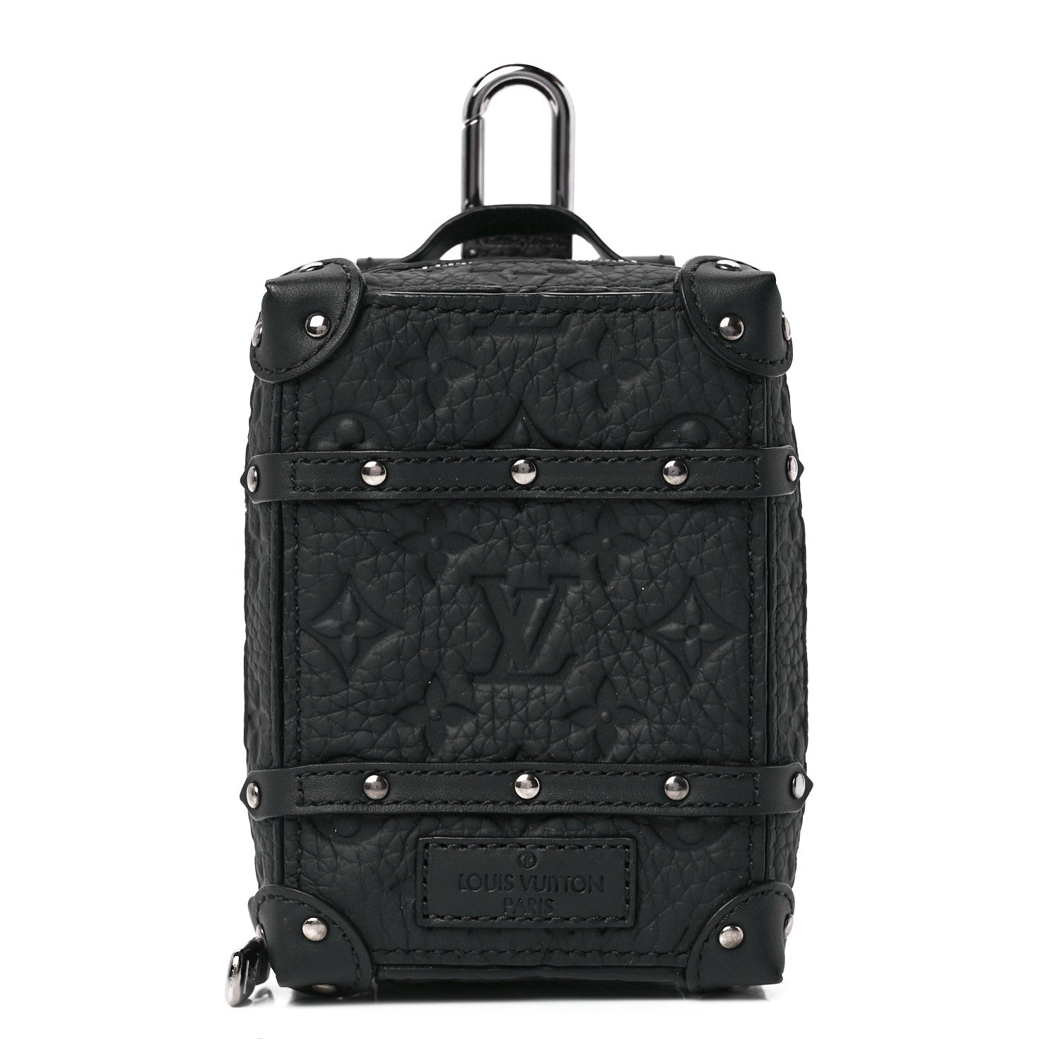 Louis Vuitton Monogram Taurillon Soft Trunk Backpack Pouch Bag Charm Key Ring Black 1 of 10