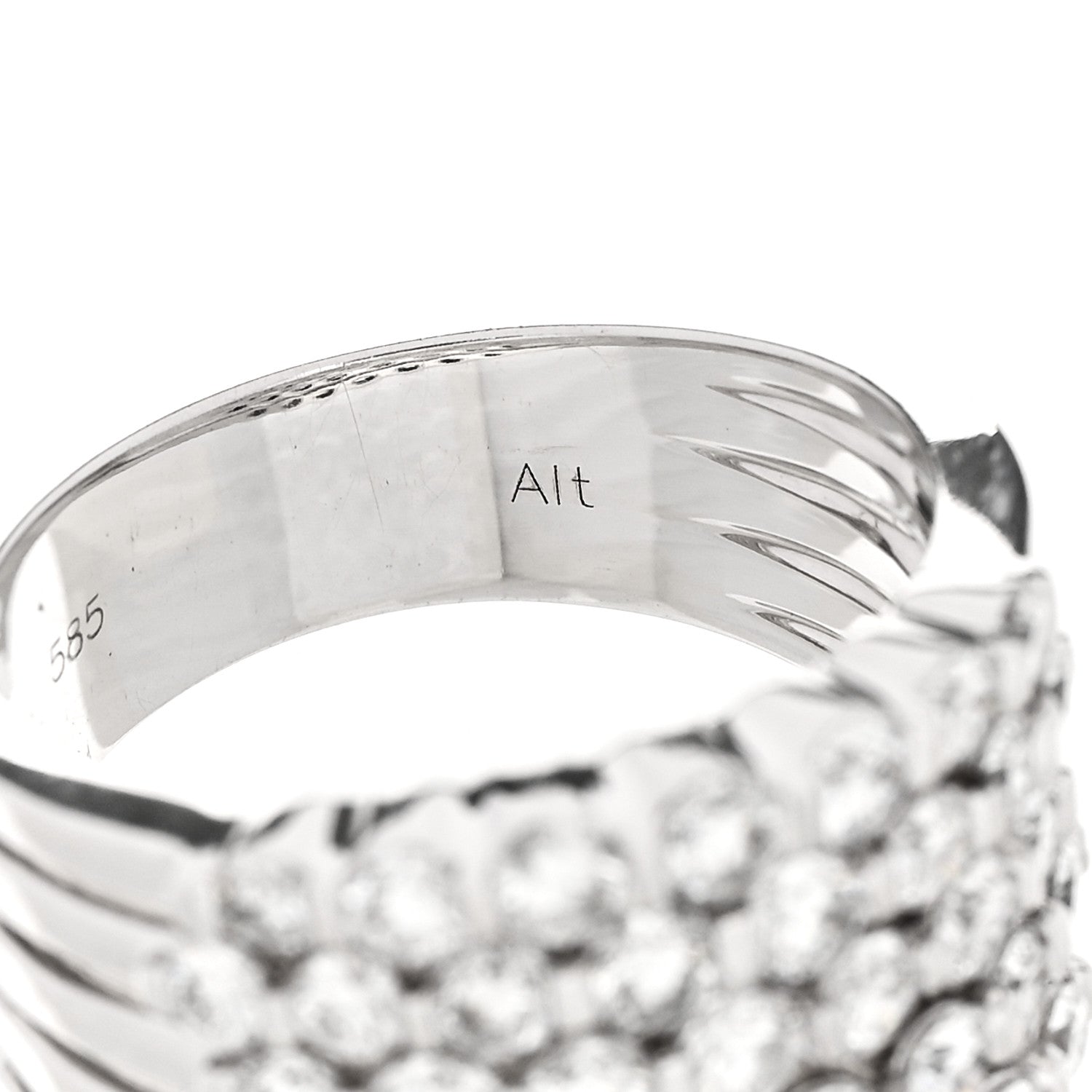Parker & West by FASHIONPHILE 14K White Gold Diamond 1.90ctw Five Row Band Ring 53 6.25 10 of 10