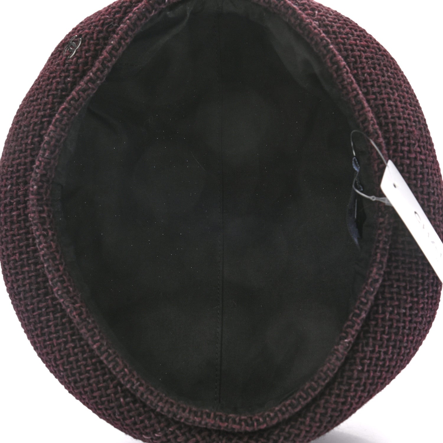 Chanel Wool Fabric CC Beret M Burgundy Black 7 of 8
