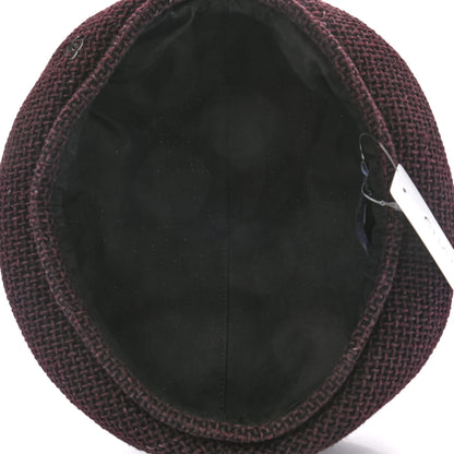 Chanel Wool Fabric CC Beret M Burgundy Black 7 of 8