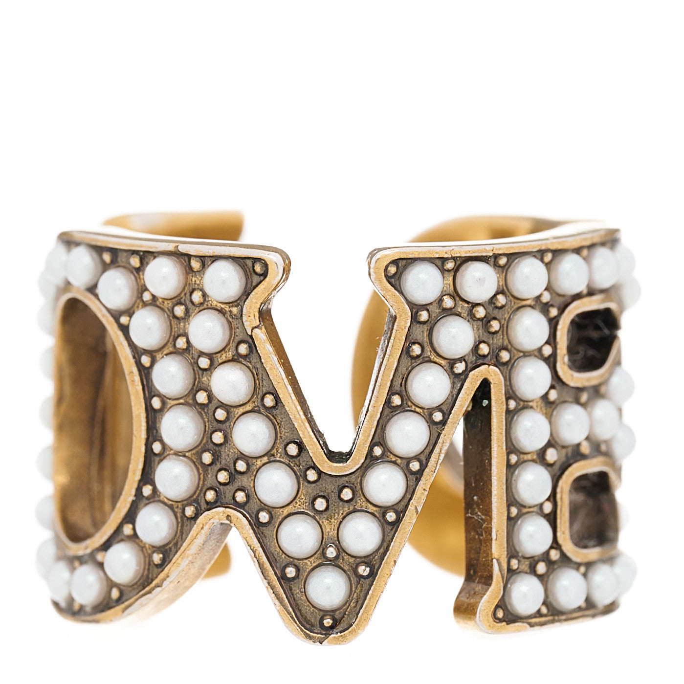 Metal Pearl Loved Ring S Aged Gold