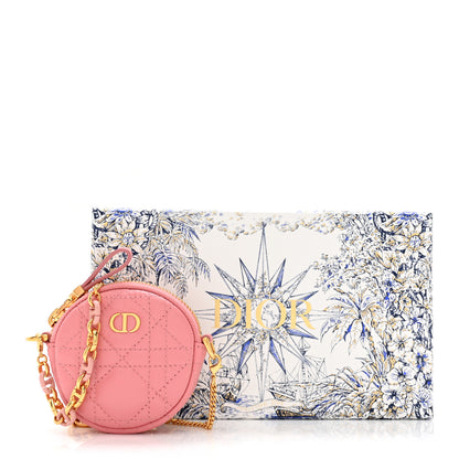 Christian Dior Lambskin Mini Cannage Round Caro Crossbody Pouch Peach Blossom Pink 8 of 8