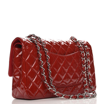 Chanel Patent Calfskin Quilted Medium Double Flap Dark Red 4 of 8