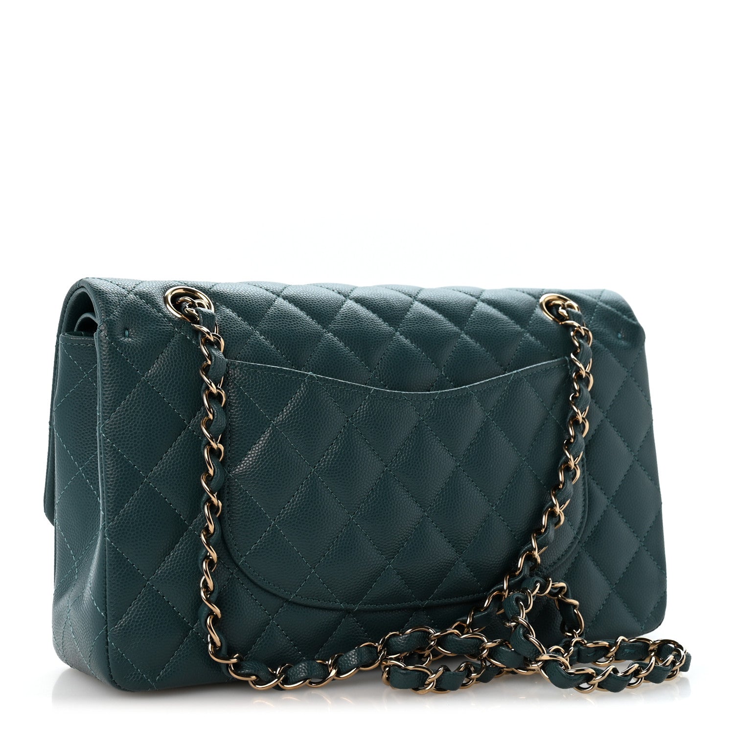 Chanel Caviar Quilted Medium Double Flap Green 3 of 11
