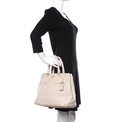 Prada Vitello Daino Large Double Zip Tote Talco 2 of 11