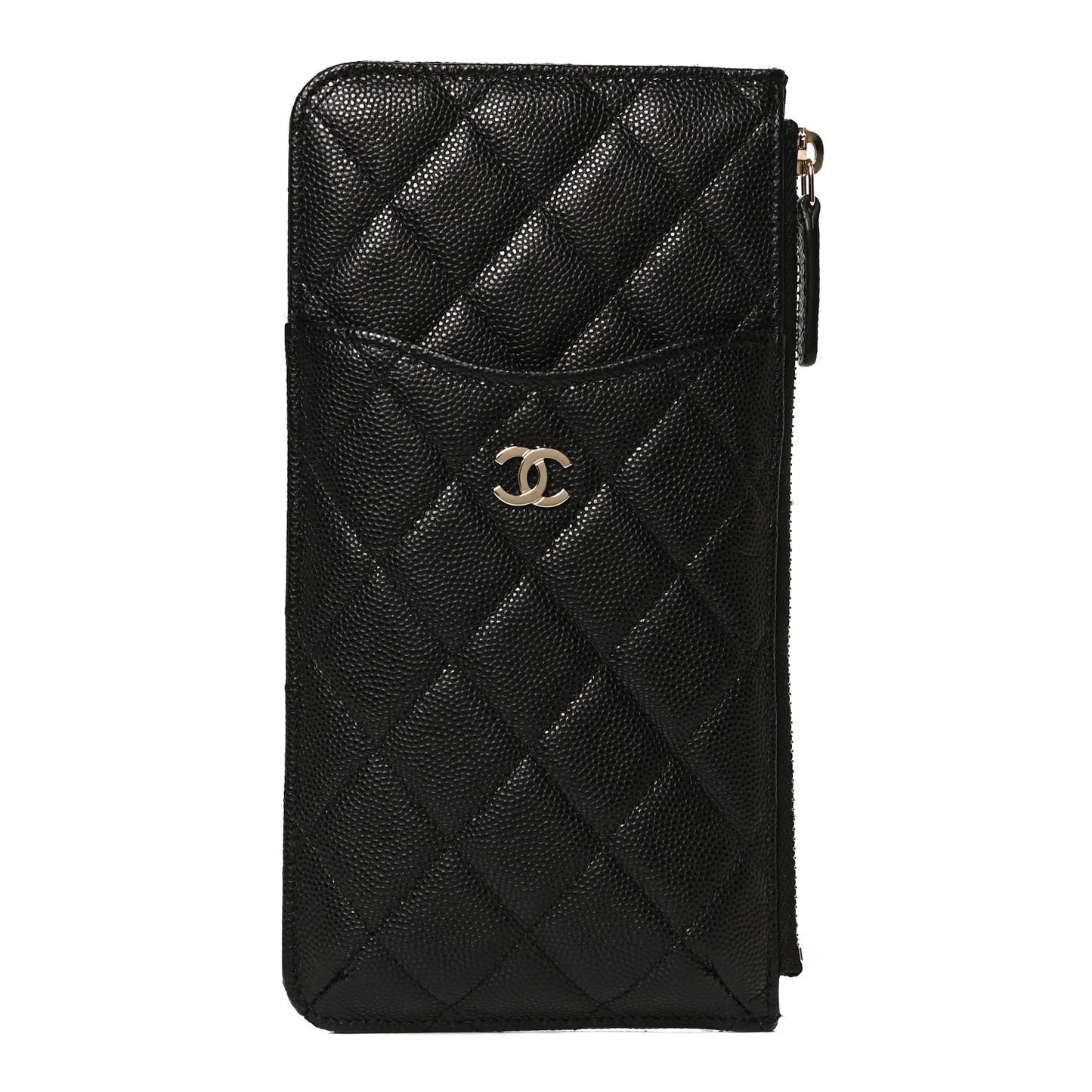 Caviar Quilted Classic Flat Wallet Pouch Black