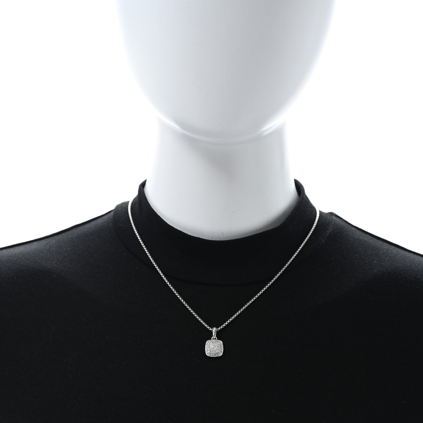 DAVID YURMAN Sterling Silver Diamond Pave 7mm Petite Albion Pendant Necklace