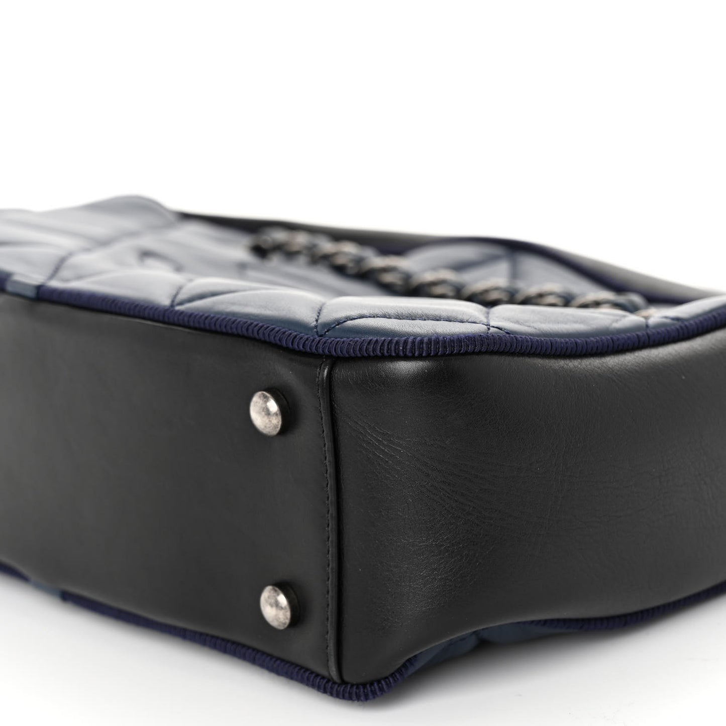 Calfskin Quilted Small Ballerine Camera Case Dark Blue