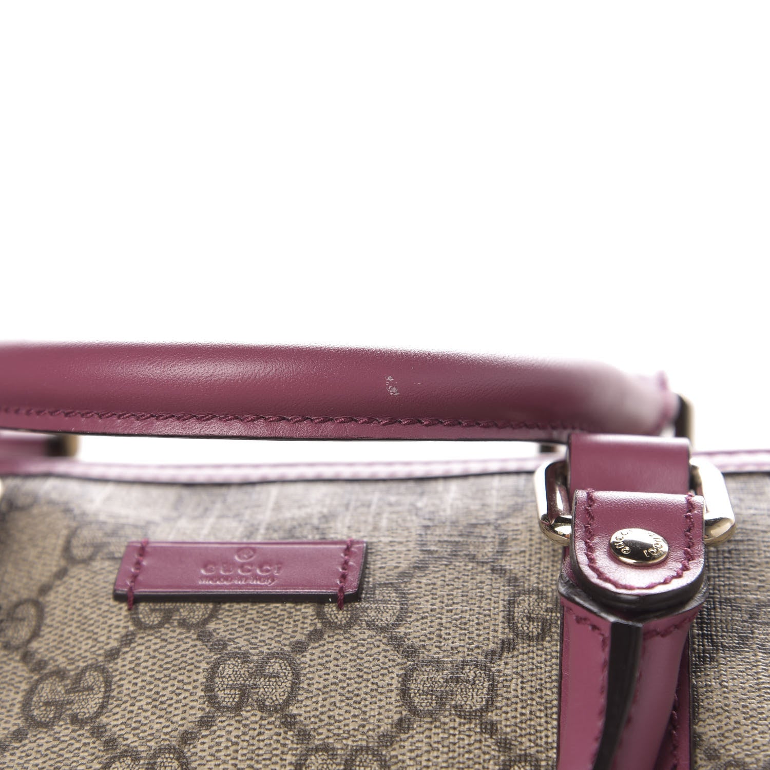 Gucci GG Supreme Monogram Selleria Calfskin Medium Carry On Duffle Bag Beige Ebony Peonia Flower 8 of 11
