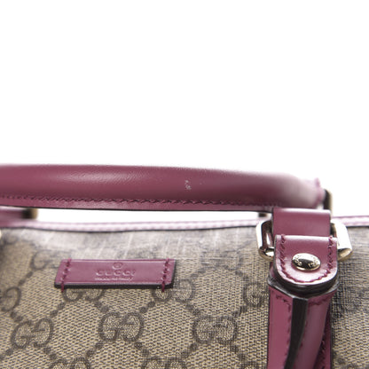 Gucci GG Supreme Monogram Selleria Calfskin Medium Carry On Duffle Bag Beige Ebony Peonia Flower 8 of 11