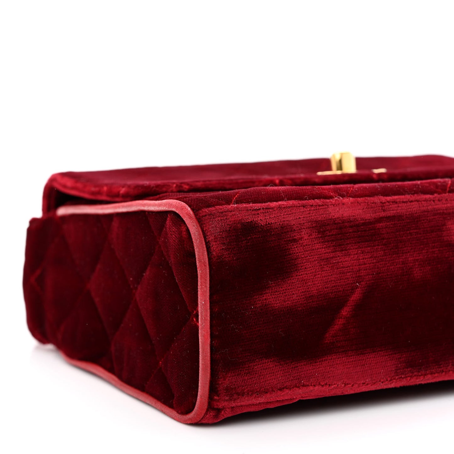 Velvet Quilted Square Shoulder Bag Burgundy