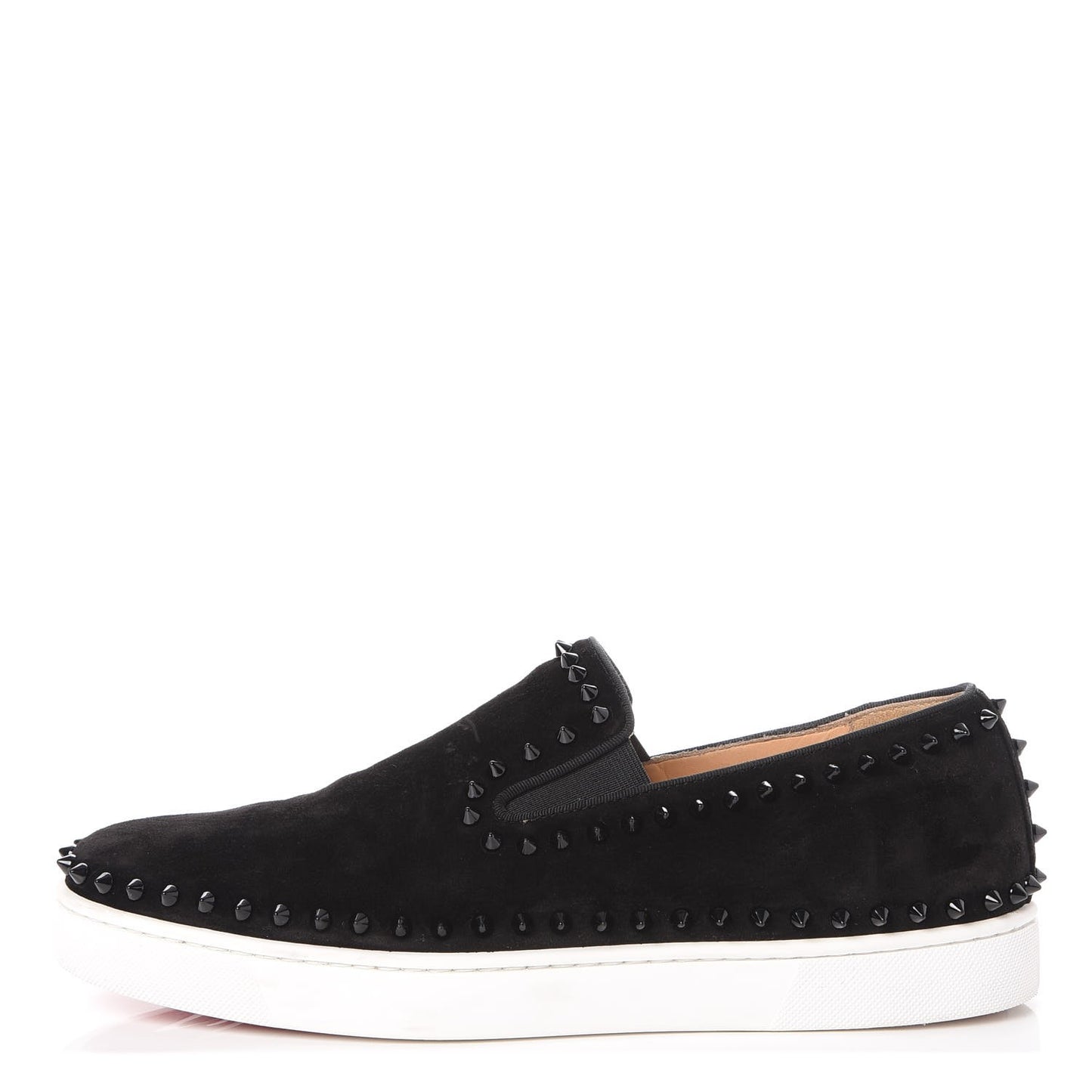 Mens Veau Velours Spike Pik Boat Flat 43.5 Black