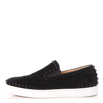 Christian Louboutin Mens Veau Velours Spike Pik Boat Flat 43.5 Black 1 of 14