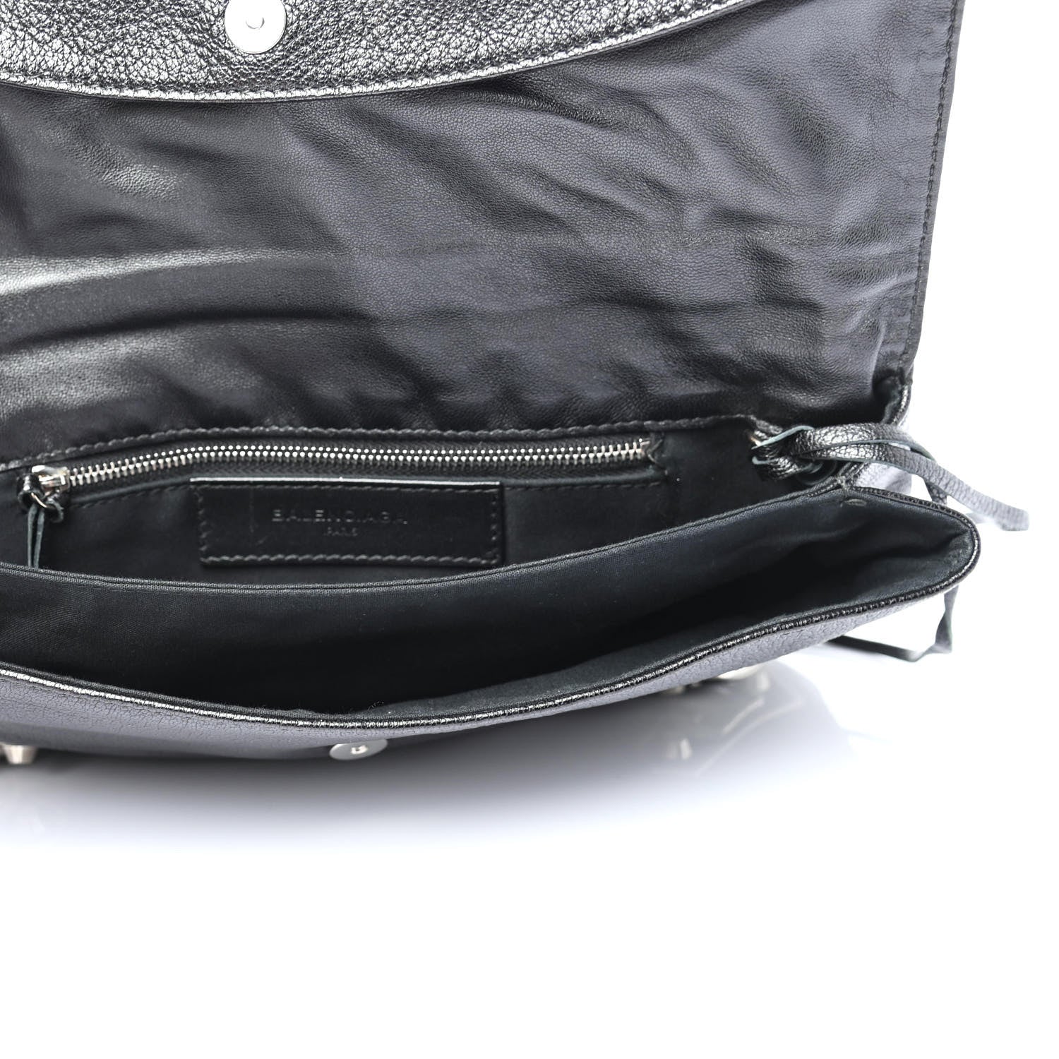 Balenciaga Chevre Silver Metallic Edge Hardware Envelope Clutch Black 4 of 4