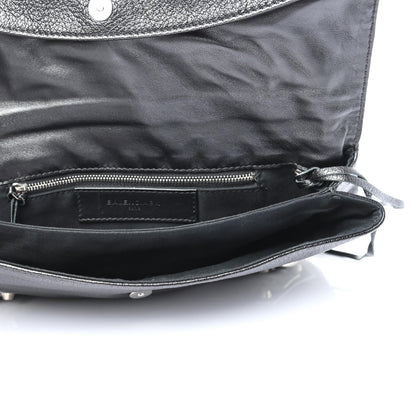Balenciaga Chevre Silver Metallic Edge Hardware Envelope Clutch Black 4 of 4