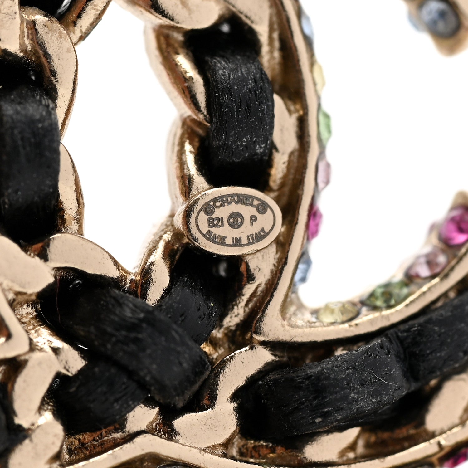 Chanel Lambskin Crystal Pearl CC Drop Earrings Gold Pearly White Black Multicolor 3 of 5