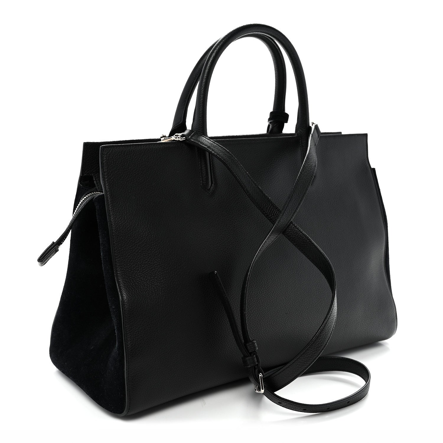Saint Laurent Grained Calfskin Medium Rive Gauche Cabas Black
